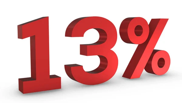 Блестящий Красный Номер Тринадцать Процентов Изолированы Белом Фоне — стоковое фото