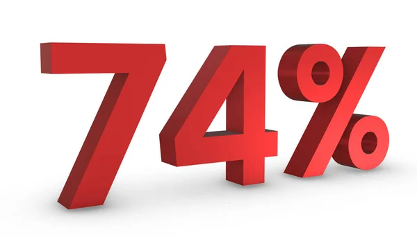 Блестящий Красный Номер Четыре Процента Изолированы Белом Фоне — стоковое фото