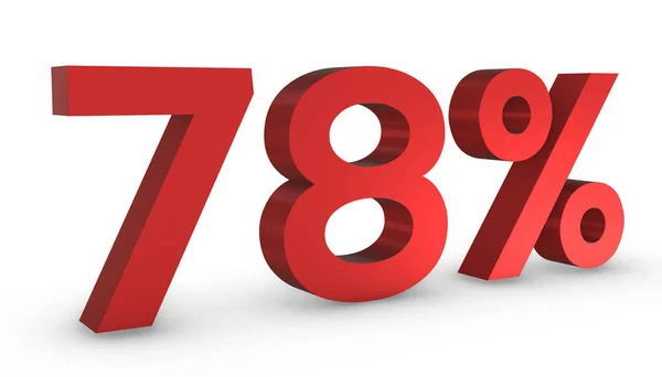 Блестящий Красный Номер Семьдесят Восемь Процентов Изолированы Белом Фоне — стоковое фото