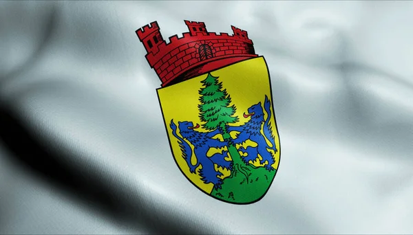 Illustration Einer Wehenden Wappenfahne Von Dannenberg Deutschland — Stockfoto