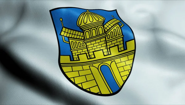 Boizenburg挥动纹章国旗的说明 德国国家 — 图库照片