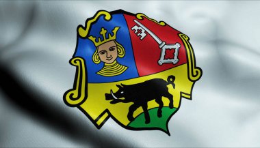 3d Ebermannstadt 'ın (Almanya ülkesinin) sallanan bir arma bayrağının tasviri)