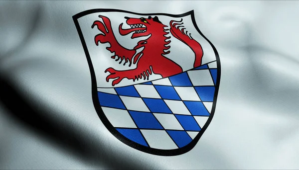 Illustration Waving Coat Arms Flag Eggenfelden Germany Country — Stock Photo, Image