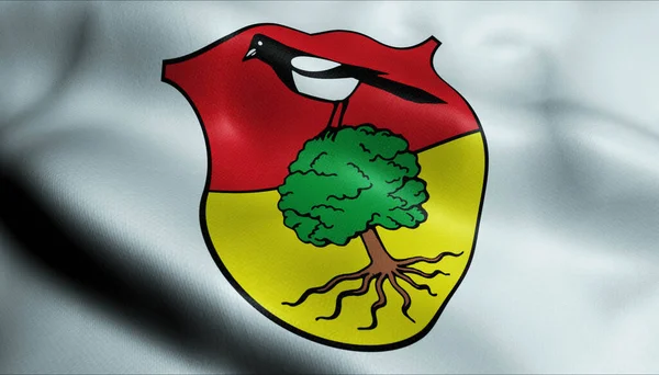 Illustration Waving Coat Arms Flag Elstra Germany Country — Stock Photo, Image