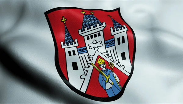 Illustration Einer Schwenkenden Wappenfahne Von Fladungen — Stockfoto