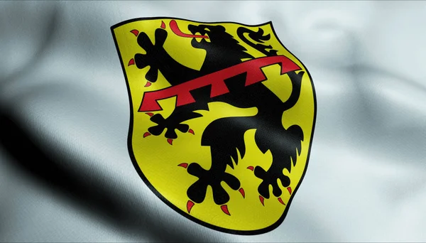 Illustration Einer Wehenden Wappenfahne Von Gerolstein Deutschland — Stockfoto