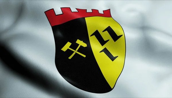3Dグラッドベックの紋章旗の波状のイラスト ドイツ国 — ストック写真