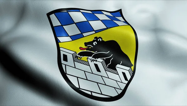 Illustration Waving Coat Arms Flag Grafenau Germany Country — Stock Photo, Image