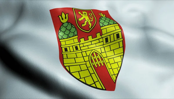 Illustration Waving Coat Arms Flag Hachenburg Germany Country — Stock Photo, Image