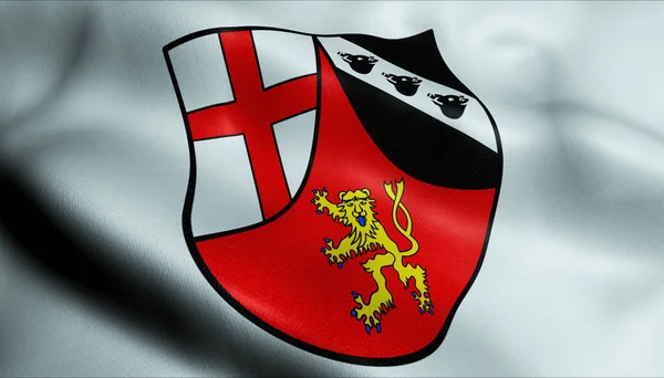 Illustration Waving Coat Arms Flag Kirchen Germany Country — Stock Photo, Image