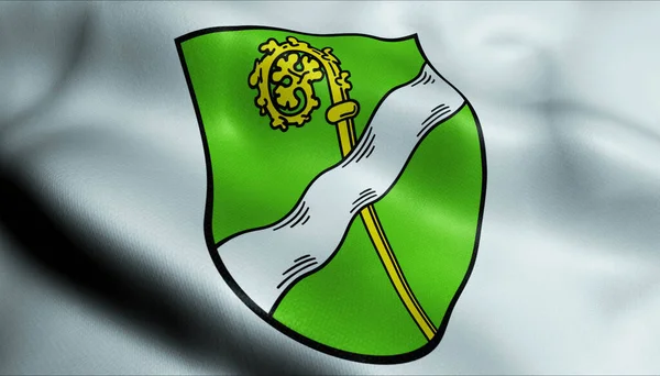 Illustration Waving Coat Arms Flag Kusel Germany Country — Stock Photo, Image