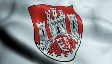Hennef 'in (Almanya ülkesinin) el sallayan silah bayrağının 3D görüntüsü)