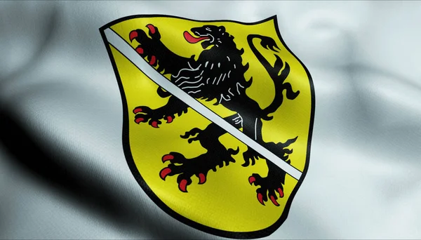 Illustration Waving Coat Arms Flag Herzogenaurach Germany Country — Stock Photo, Image