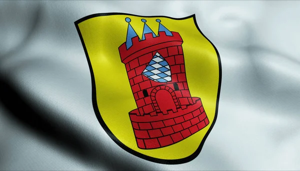 Illustration Einer Wehenden Wappenfahne Von Hochstadt Der Donau — Stockfoto
