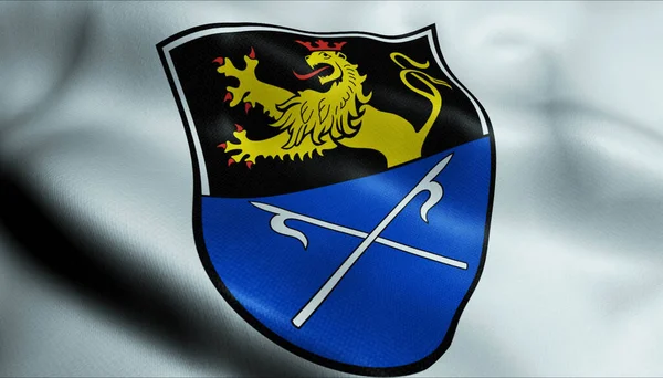 Illustration Waving Coat Arms Flag Hockenheim Germany Country — Stock Photo, Image