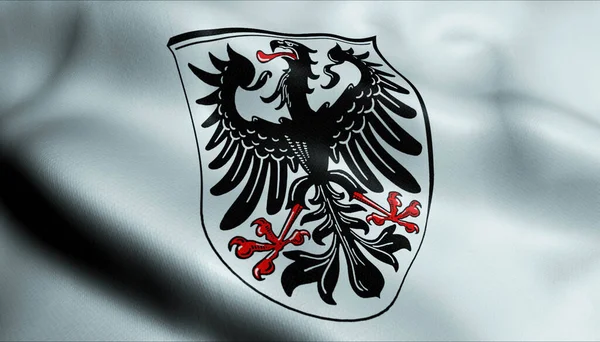 Εικονογράφηση Κυματιστή Σημαία Του Ingelheim Rhein Γερμανία — Φωτογραφία Αρχείου