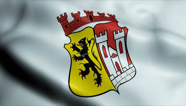 Иллюстрация Размахивания Флагом Герба Юлиха Германия — стоковое фото