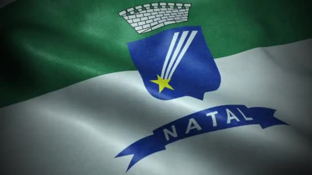 Brazil Zászló City Natal Zökkenőmentes Hurkolás Hullám Animáció — Stock videók