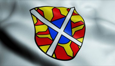 Neresheim 'ın (Almanya ülkesinin) el sallayan bir arma bayrağının 3D görüntüsü)