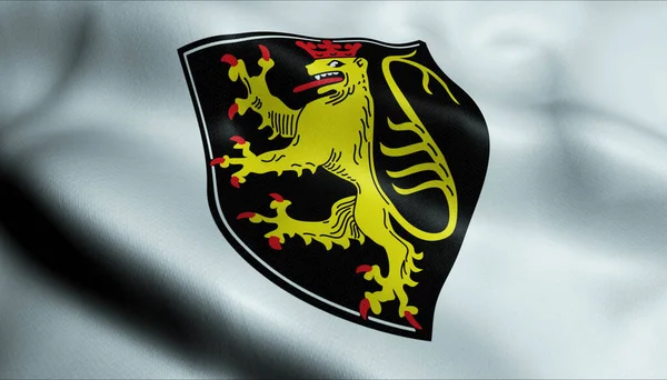 Illustration Waving Coat Arms Flag Neustadt Der Weinstrabe Germany Country — Stock Photo, Image