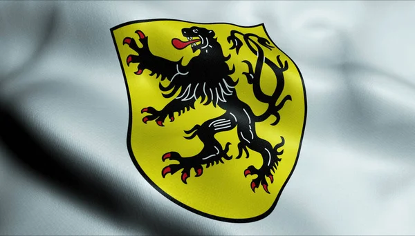 Illustration Waving Coat Arms Flag Neustadt Bei Coburg Germany Country — Stock Photo, Image