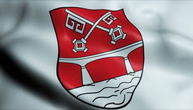 Petershagen 'in (Almanya ülkesinin) sallanan bir arma bayrağının 3D görüntüsü)