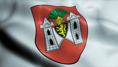 Plauen 'in (Almanya ülkesinin) sallanan arma armasının 3D görüntüsü)