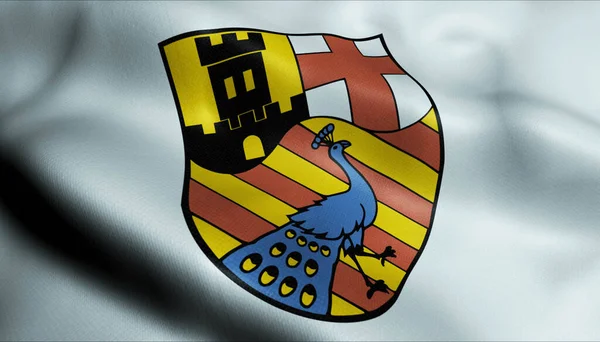 Illustration Waving Coat Arms Flag Neuwied Neuwied Germany Country — Stock Photo, Image