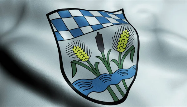Ilustracja Machającego Herbu Flagi Olching Niemcy Kraj — Zdjęcie stockowe