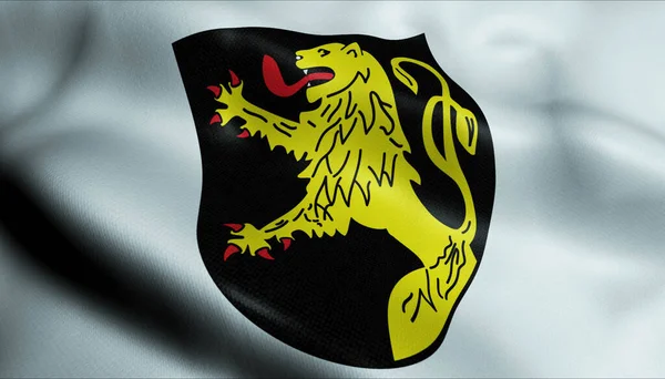 Illustration Waving Coat Arms Flag Rheinbollen Germany Country — Stock Photo, Image