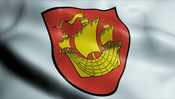 Illustration Waving Coat Arms Flag Rerik Germany Country — Stock Photo, Image