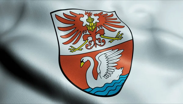 Ilustracja Machającego Herbu Flagi Prenzlau Niemcy Kraj — Zdjęcie stockowe