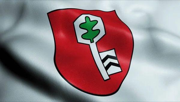 Illustration Waving Coat Arms Flag Velbert Germany Country — Stock Photo, Image