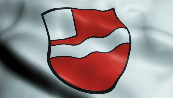 Illustration Waving Coat Arms Flag Uhingen Germany Country — Stock Photo, Image