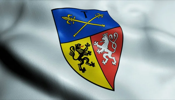 Illustration Waving Coat Arms Flag Ubach Palenberg Germany Country — Stock Photo, Image