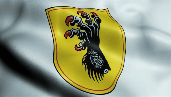 Illustration Waving Coat Arms Flag Syke Germany Country — Stock Photo, Image