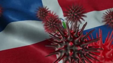 Sallanan Dominik Bayrağı Üzerine 3 Boyutlu Coronavirus Hastalığı 