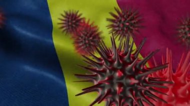 Sallanan Çad Bayrağında 3 Boyutlu Coronavirus Hastalığı