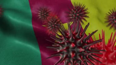 Sallanan Kamerun Bayrağında 3 Boyutlu Coronavirüs Hastalığı