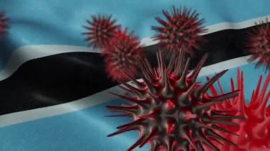 Sallanan Botswana Bayrağında 3 Boyutlu Coronavirus Hastalığı
