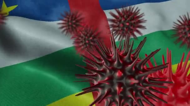 Maladie Coronavirus Propage Sur Drapeau Centrafricain Agité — Video