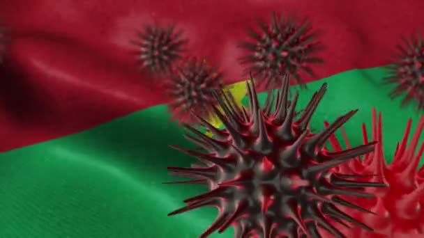 Verspreiden Van Coronavirus Ziekte Een Zwaaiende Burkina Faso Vlag — Stockvideo