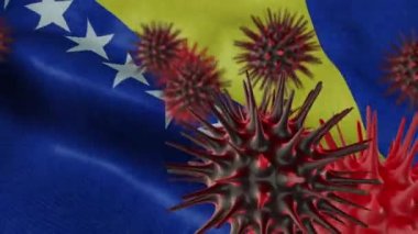 Sallanan Bosna Bayrağında 3 Boyutlu Coronavirüs Hastalığı