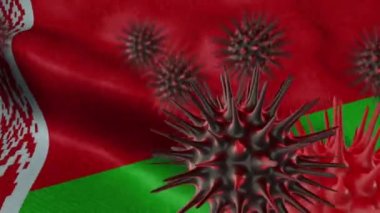 3 Boyutlu Sallanan Beyaz Rusya Bayrağında Coronavirüs Hastalığı