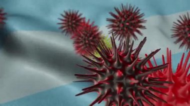 Sallanan Arjantin Bayrağında 3 Boyutlu Coronavirus Hastalığı 