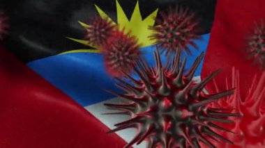 3 Boyutlu Sallanan Antigua Barbuda Bayrağına Koronavirüs Hastalığı
