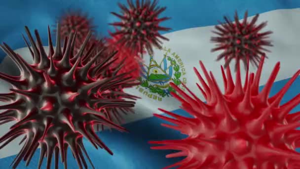Šíření Koronavirové Choroby Vlnící Salvadorskou Vlajku — Stock video
