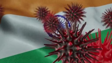 3 Boyutlu Sallanan Hindistan Bayrağında Coronavirüs Hastalığı