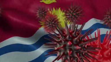 Sallanan Kiribati Bayrağında 3 Boyutlu Coronavirus Hastalığı