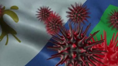 Sallanan Lesotho Bayrağında 3 Boyutlu Coronavirus Hastalığı